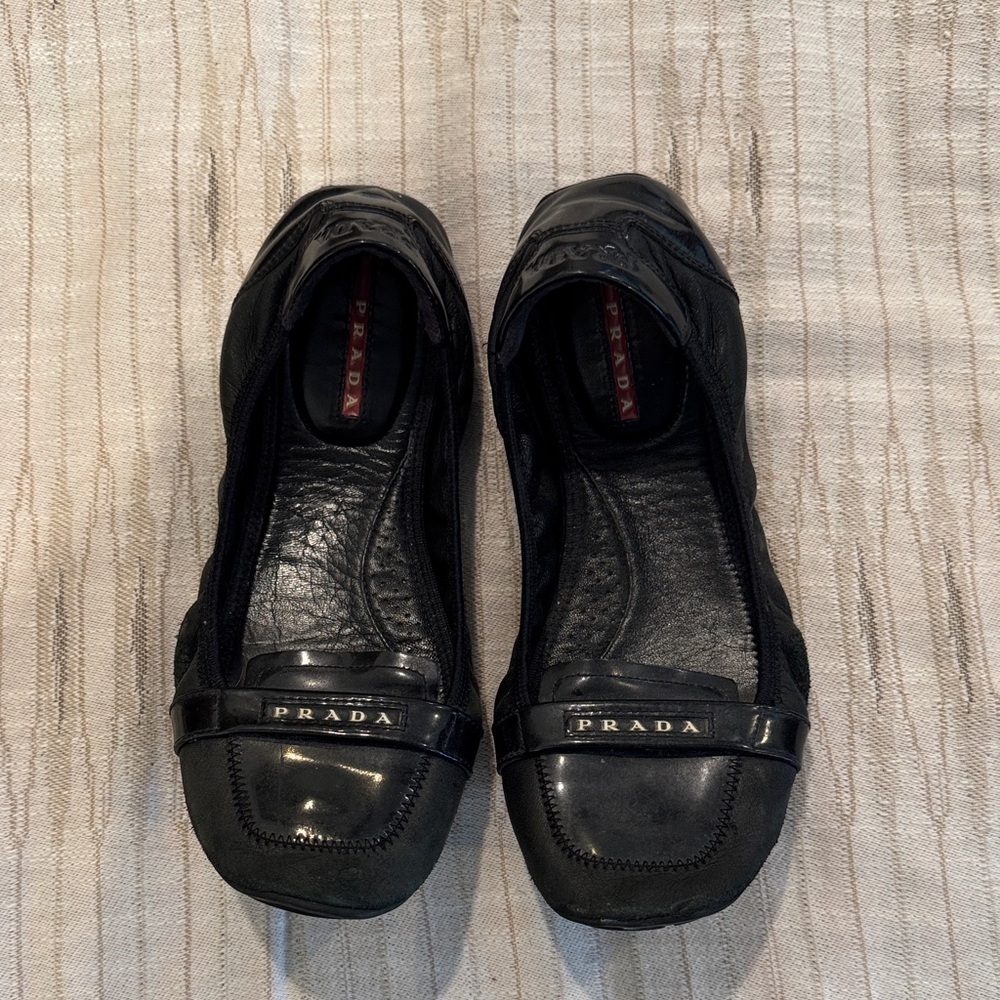 Prada Black Leather Flats